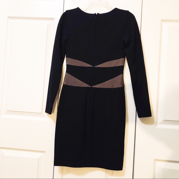 BCBG MaxAzria Black LS Pencil Dress w/Mesh Insets - Picture 4 of 7